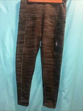 Free People Charcoal Gray/Army Striped High-Waist Leggings with Side Pockets